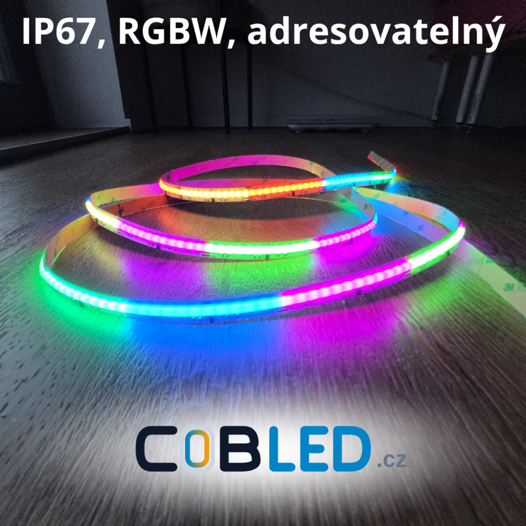 COBLED adresovatelný, barva RGBW, WS2811, 24V (napětí DC), IP67 čirý silikon