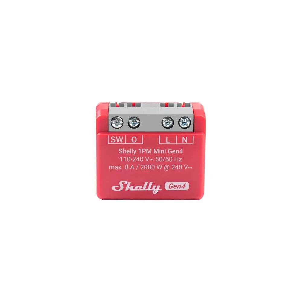 Shelly 1PM Mini Gen4 multiprotokolový (Wi-Fi+ Bluetooth / Zigbee 3.0) reléový modul s měřičem výkonu, kompatibilní s Matter