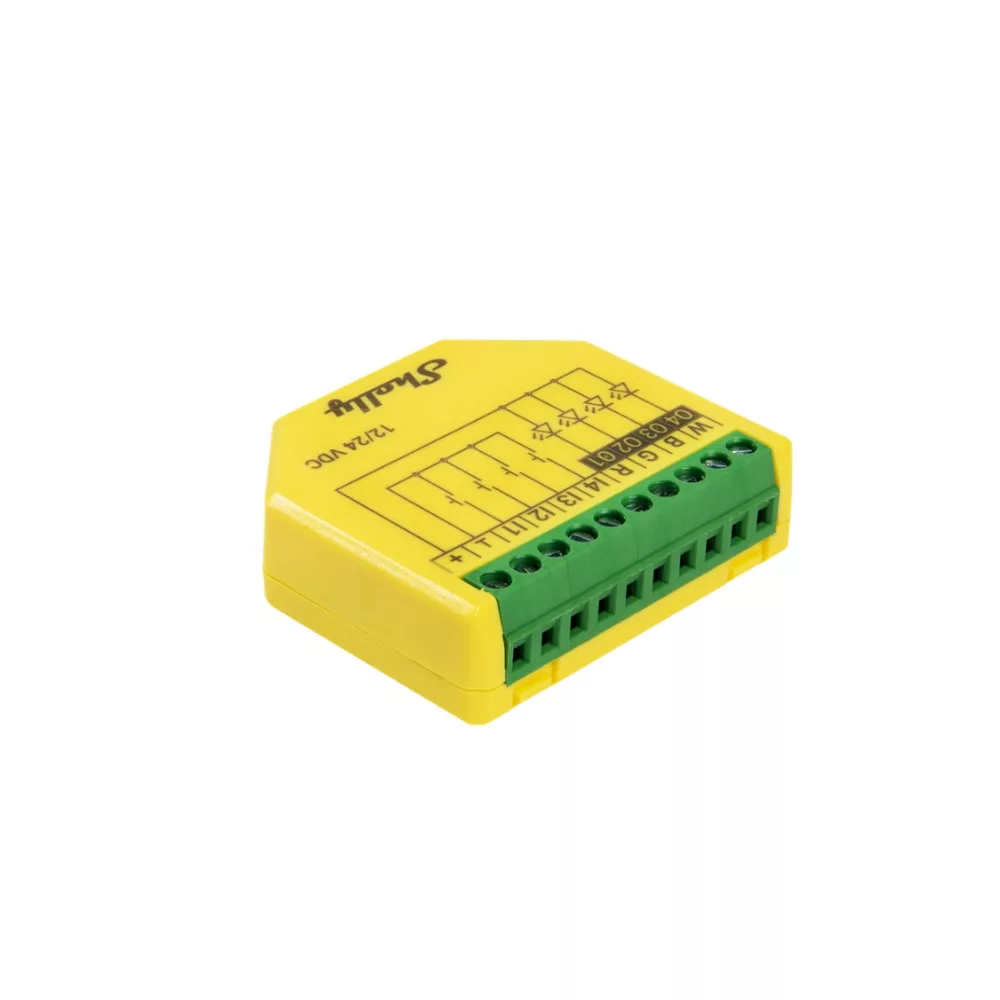 Shelly Plus RGBW PM - chytrý Wi-Fi ovladač pro jednobarevné, RGB nebo RGBW LED pásky