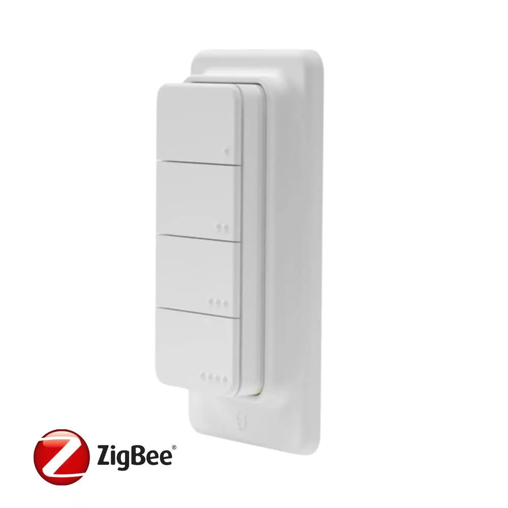 Shelly BLU RC Button 4 ZB – Čtyřtlačítkové dálkové ovládání, Bluetooth, ZigBee, bílé